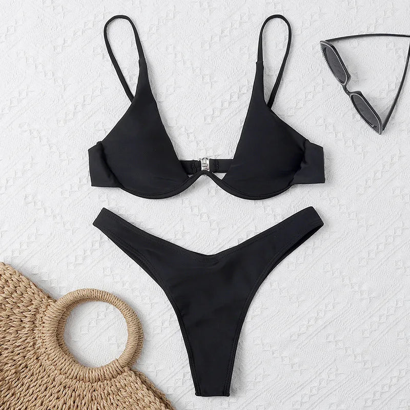 Enfärgat Bikiniset Dam – String Halter med Push-up