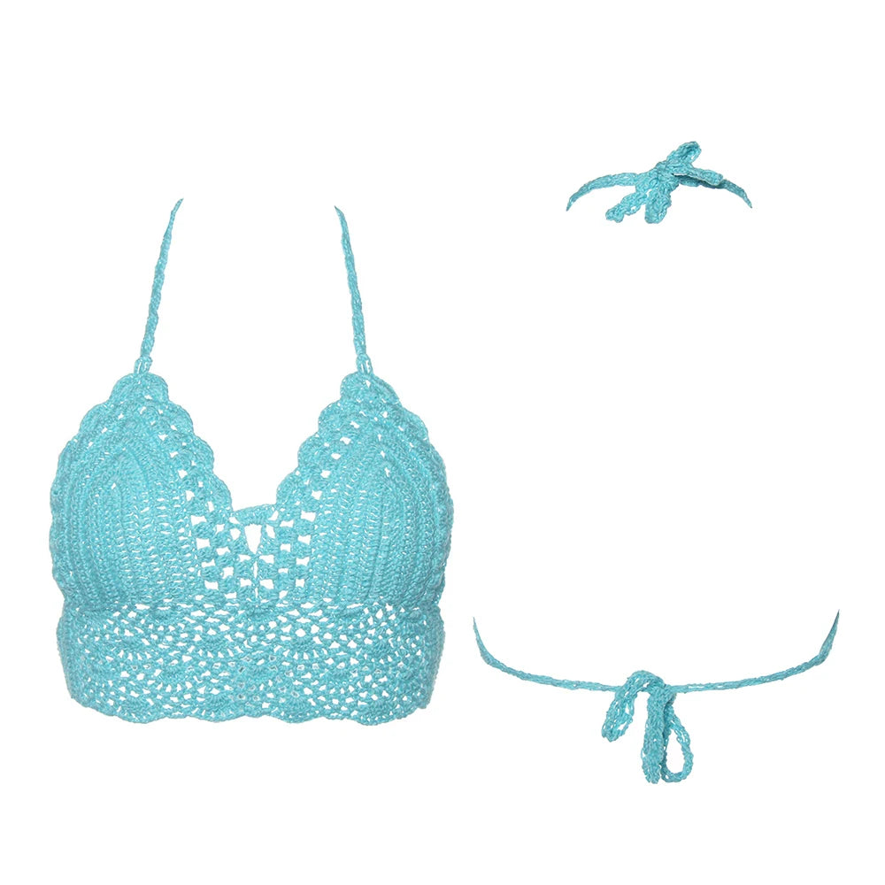 Virkad Bikinitopp Dam – Boho Strandtopp