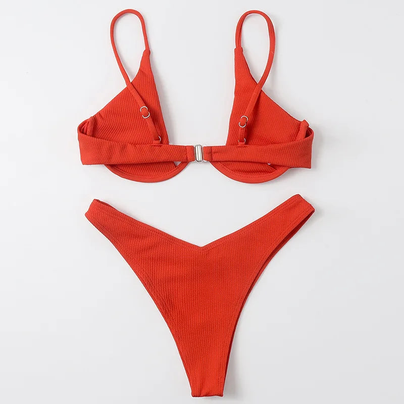 Enfärgat Bikiniset Dam – String Halter med Push-up