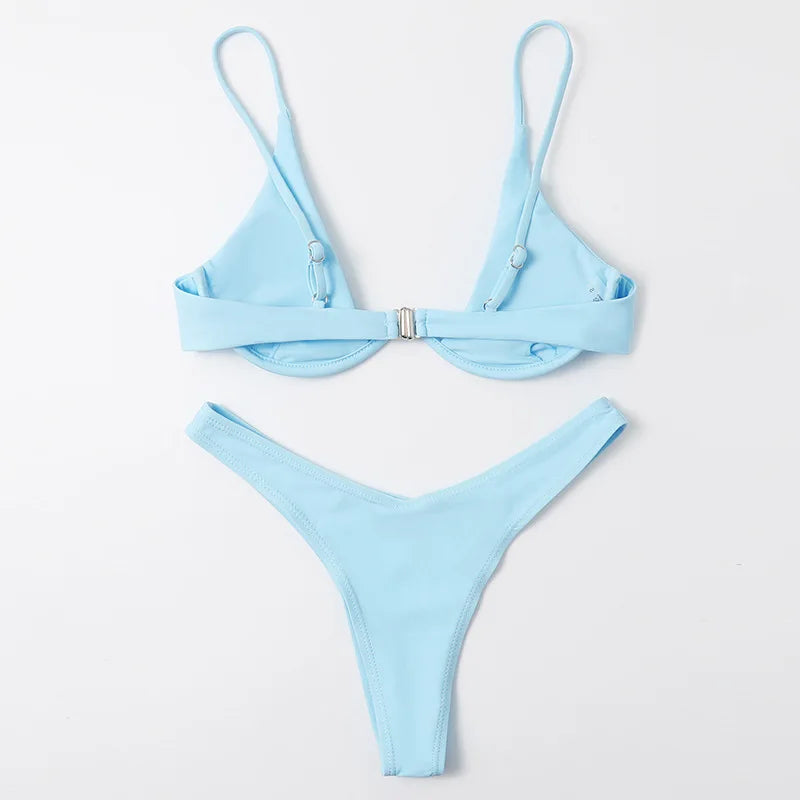 Enfärgat Bikiniset Dam – String Halter med Push-up