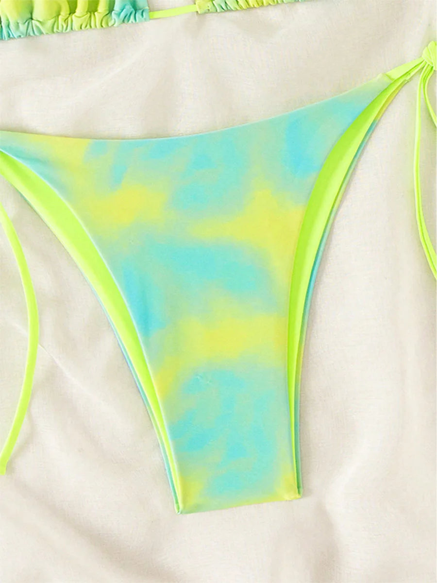 Tie-Dye Bikiniset Dam – Halter String Bikini