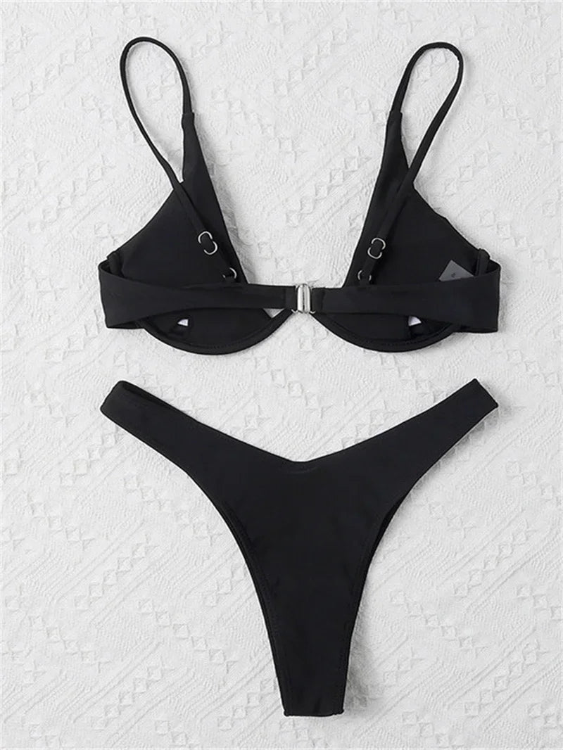 Enfärgat Bikiniset Dam – String Halter med Push-up