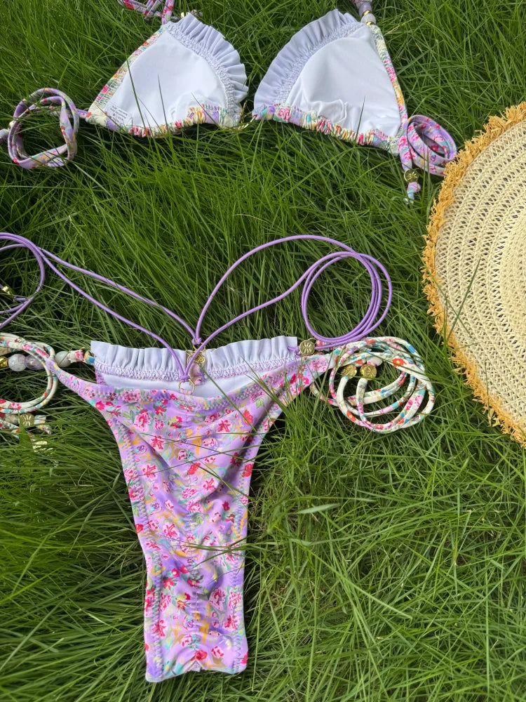 Bikini Dam – Triangel Micro Thong med Tryck