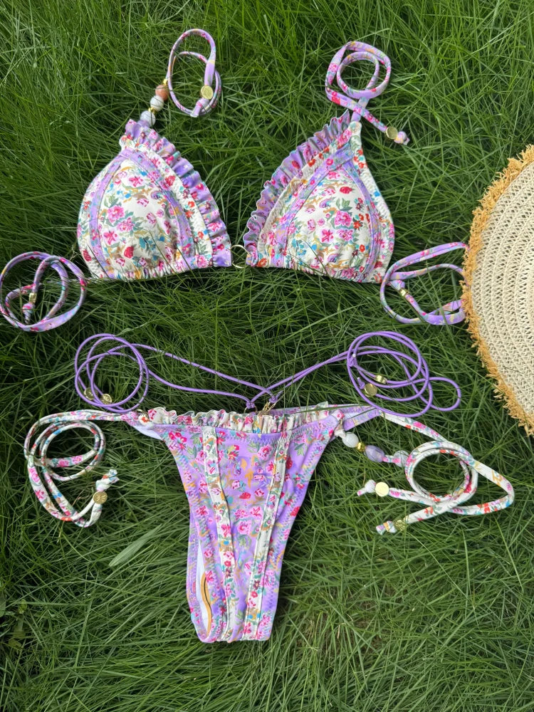Bikini Dam – Triangel Micro Thong med Tryck
