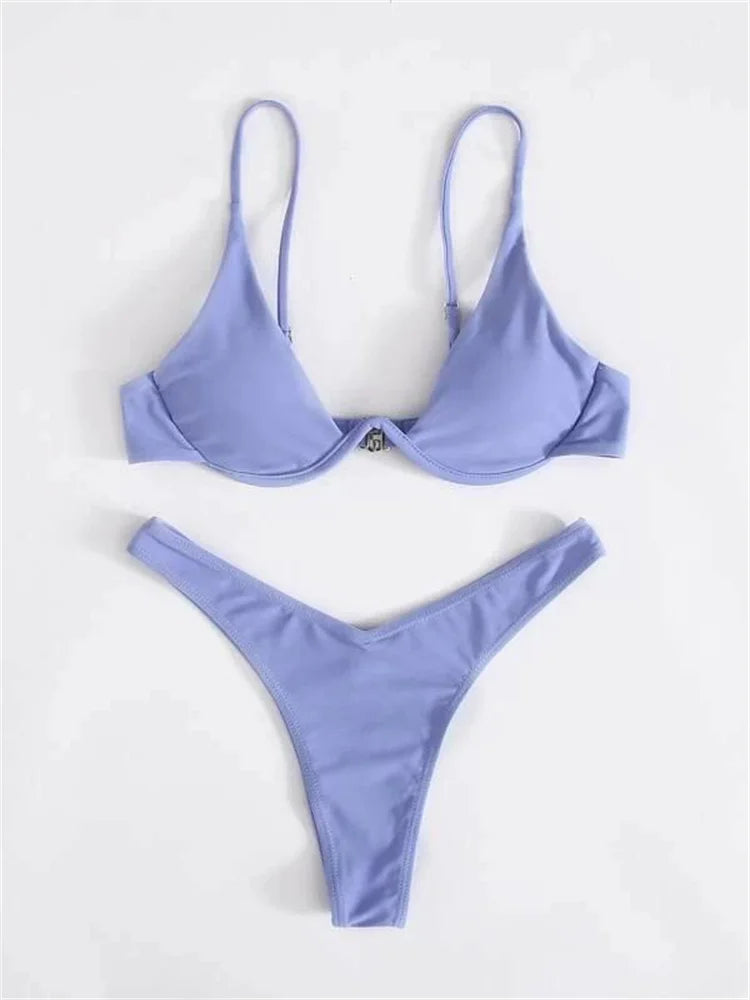 Enfärgat Bikiniset Dam – String Halter med Push-up