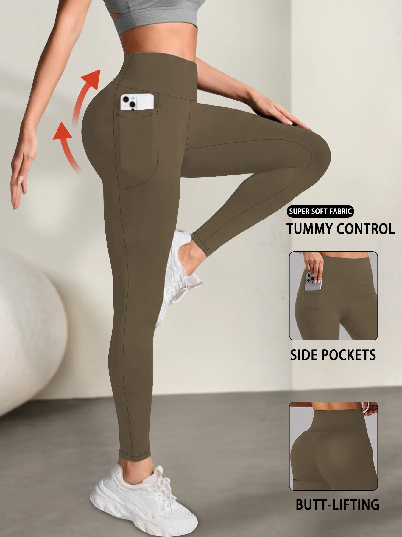Leggings Dam med Fickor – Hög Midja & Magkontroll