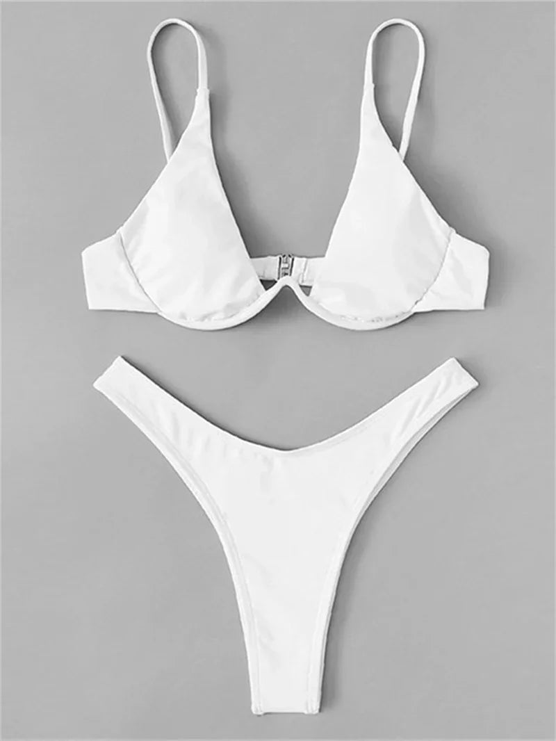 Enfärgat Bikiniset Dam – String Halter med Push-up