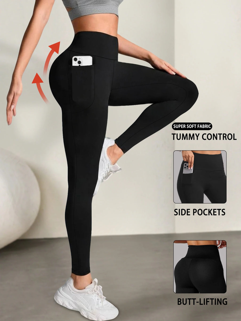 Leggings Dam med Fickor – Hög Midja & Magkontroll