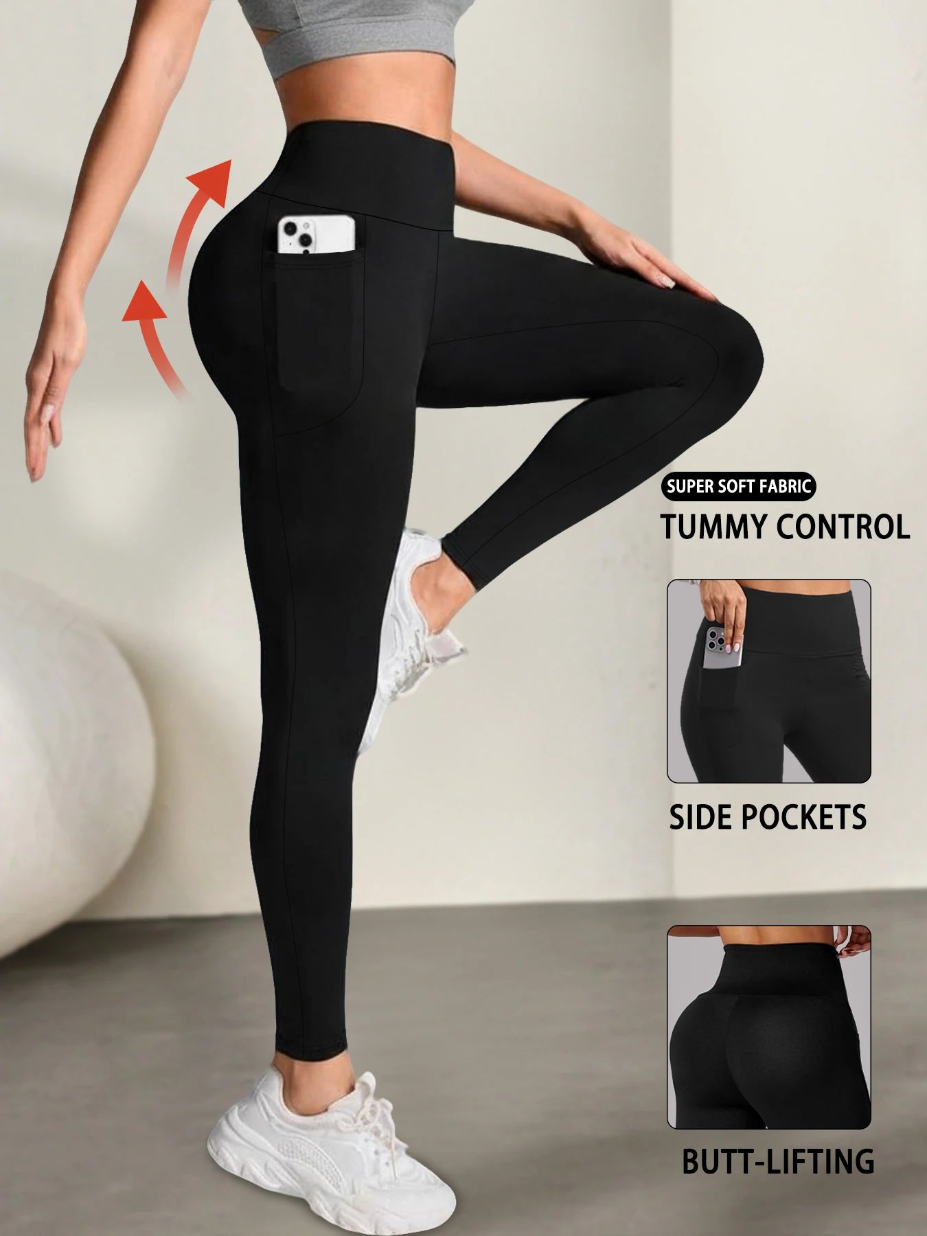 Leggings Dam med Fickor – Hög Midja & Magkontroll