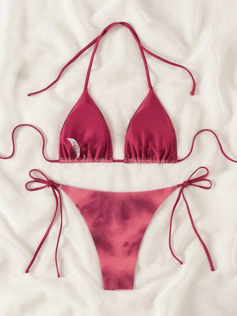 Tie-Dye Bikiniset Dam – Halter String Bikini