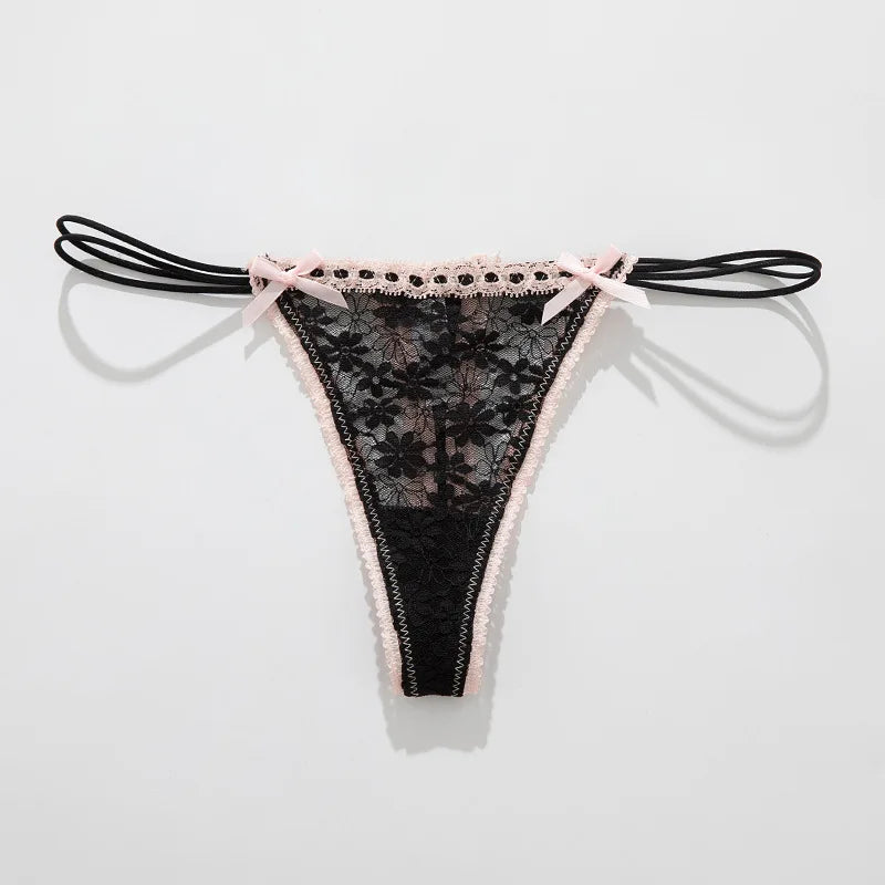 Spets String med Rosett – Genomskinlig & Feminin