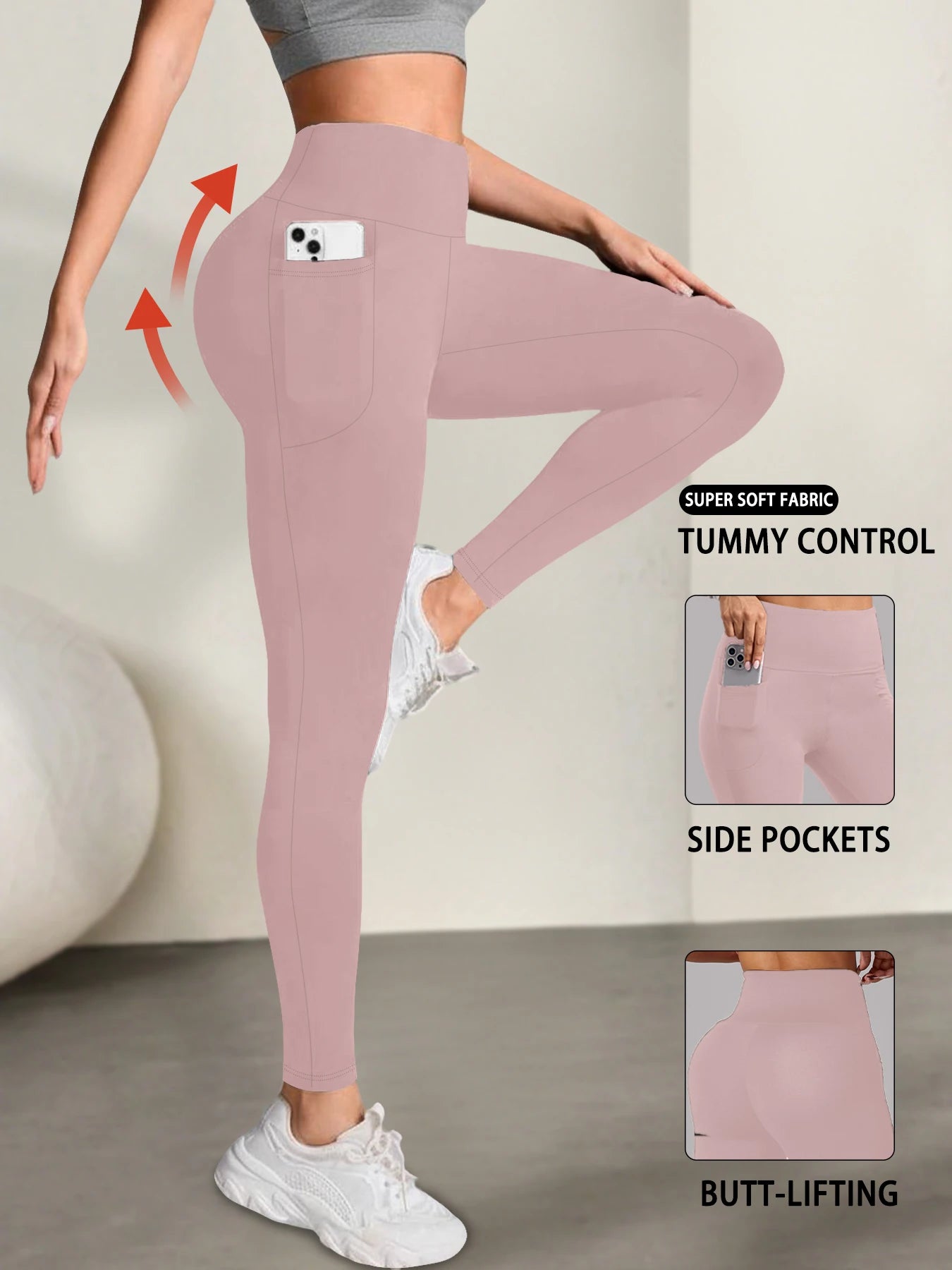 Leggings Dam med Fickor – Hög Midja & Magkontroll