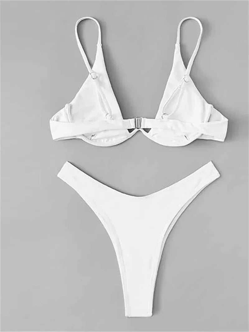 Enfärgat Bikiniset Dam – String Halter med Push-up