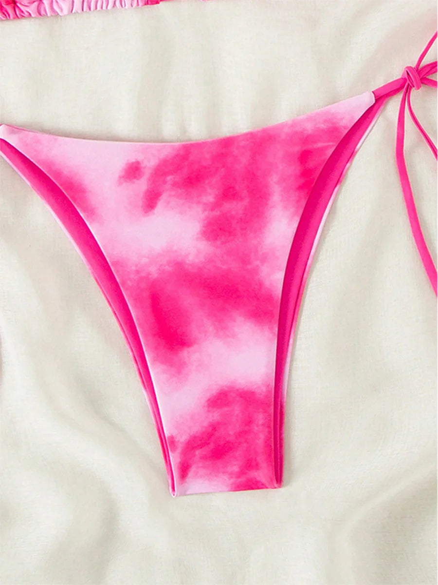 Tie-Dye Bikiniset Dam – Halter String Bikini