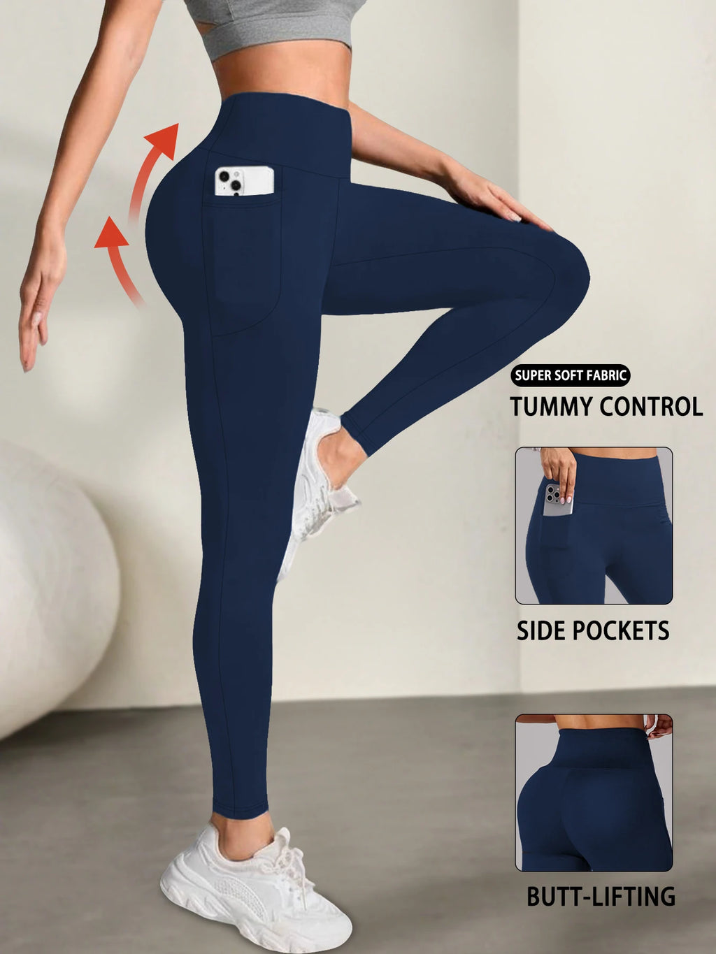 Leggings Dam med Fickor – Hög Midja & Magkontroll