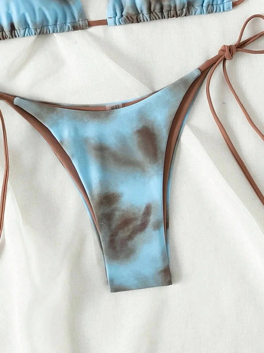 Tie-Dye Bikiniset Dam – Halter String Bikini