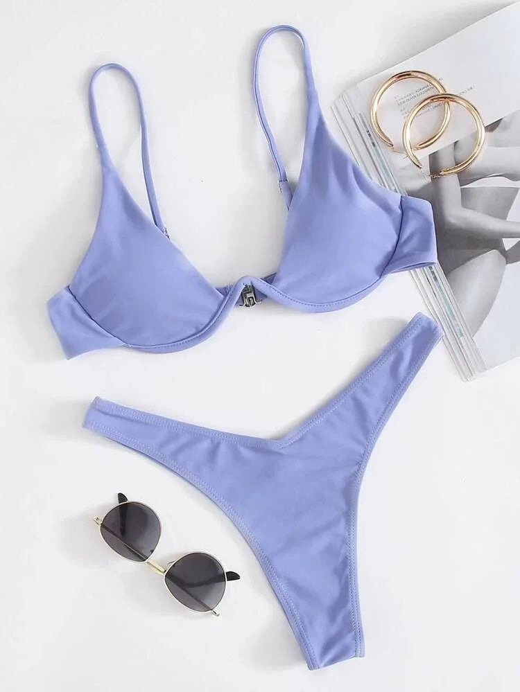 Enfärgat Bikiniset Dam – String Halter med Push-up