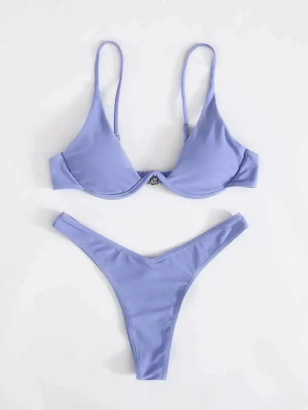 Enfärgat Bikiniset Dam – String Halter med Push-up