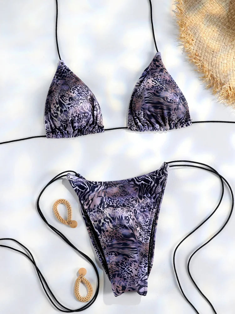Bikini Dam – Triangel Micro Thong med Tryck