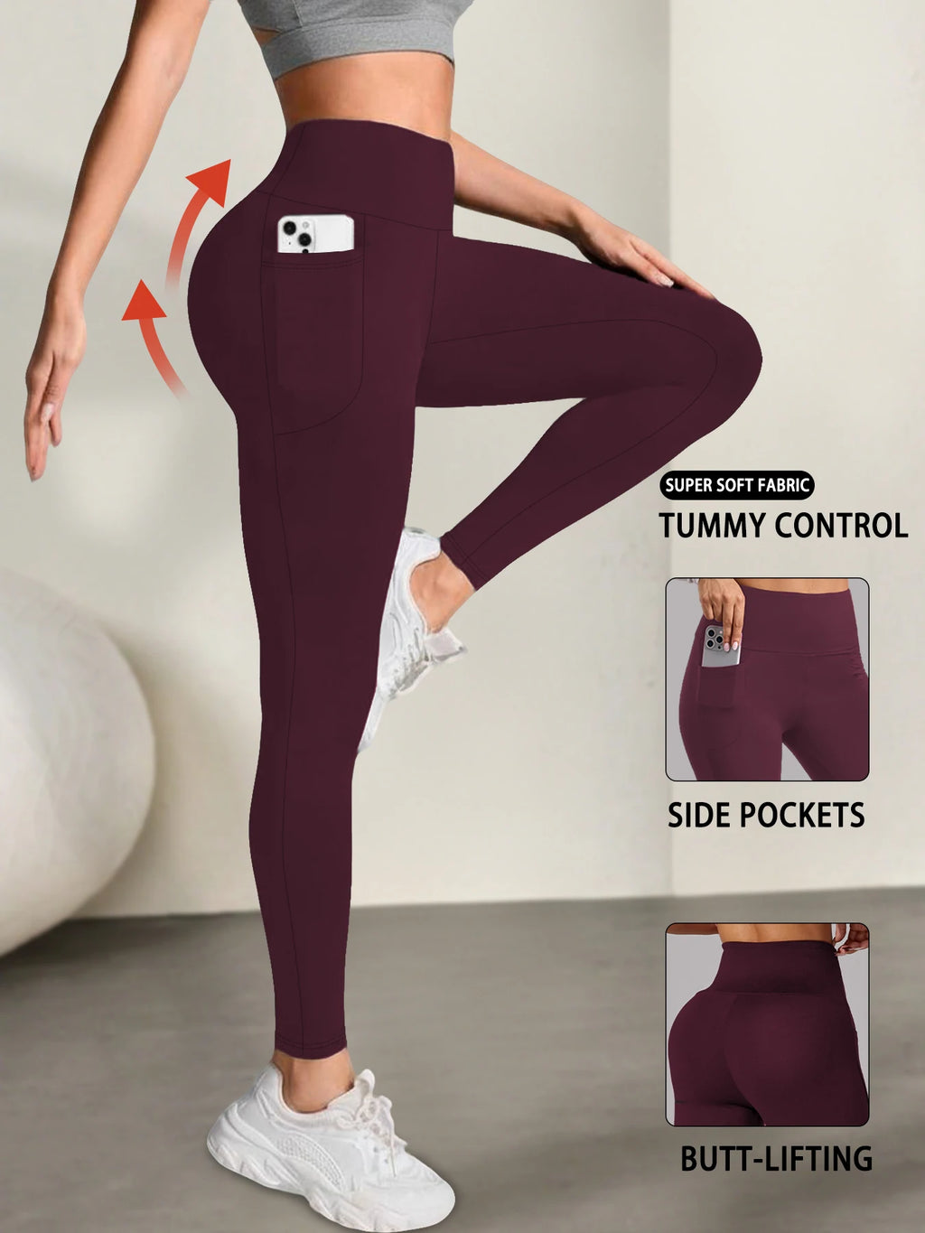 Leggings Dam med Fickor – Hög Midja & Magkontroll