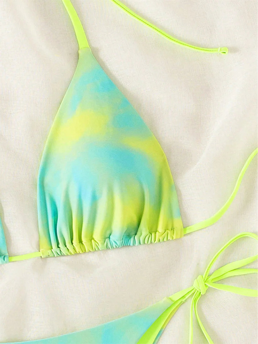 Tie-Dye Bikiniset Dam – Halter String Bikini