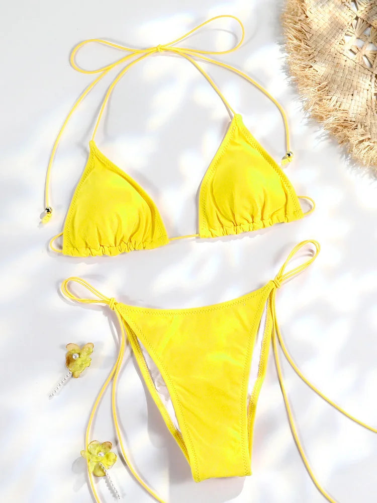 Bikini Dam – Triangel Micro Thong med Tryck