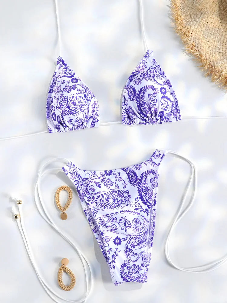 Bikini Dam – Triangel Micro Thong med Tryck
